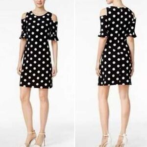 Tommy Hilfiger Navy and White Polka Dot Midi Dress